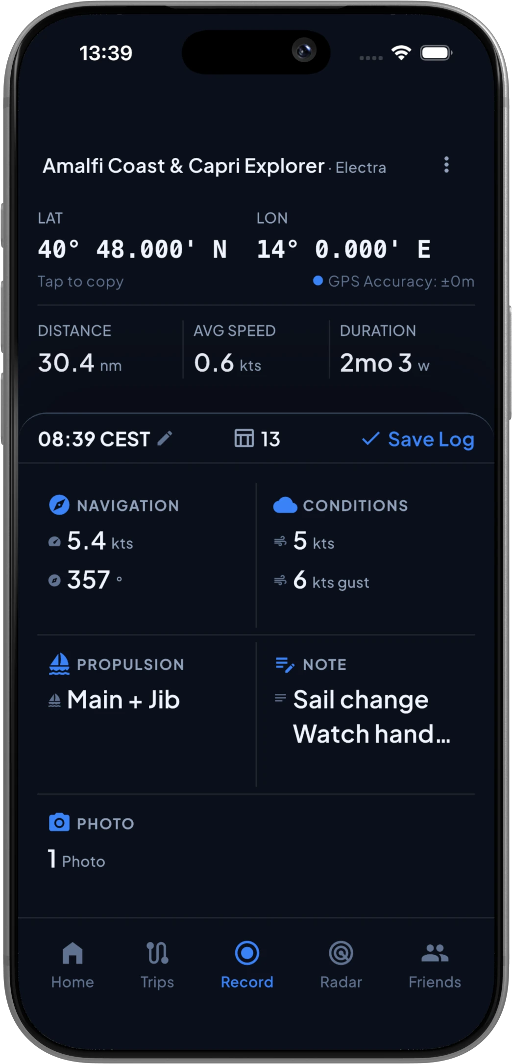 The same log form in dark mode