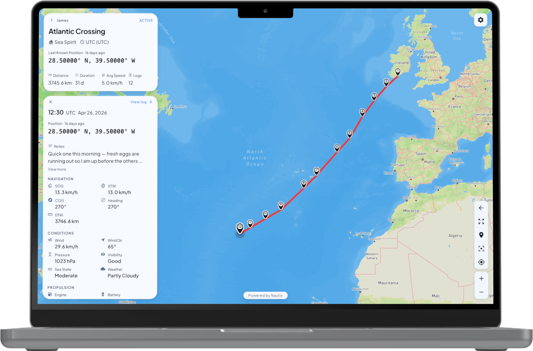 The live trip page, open in any browser