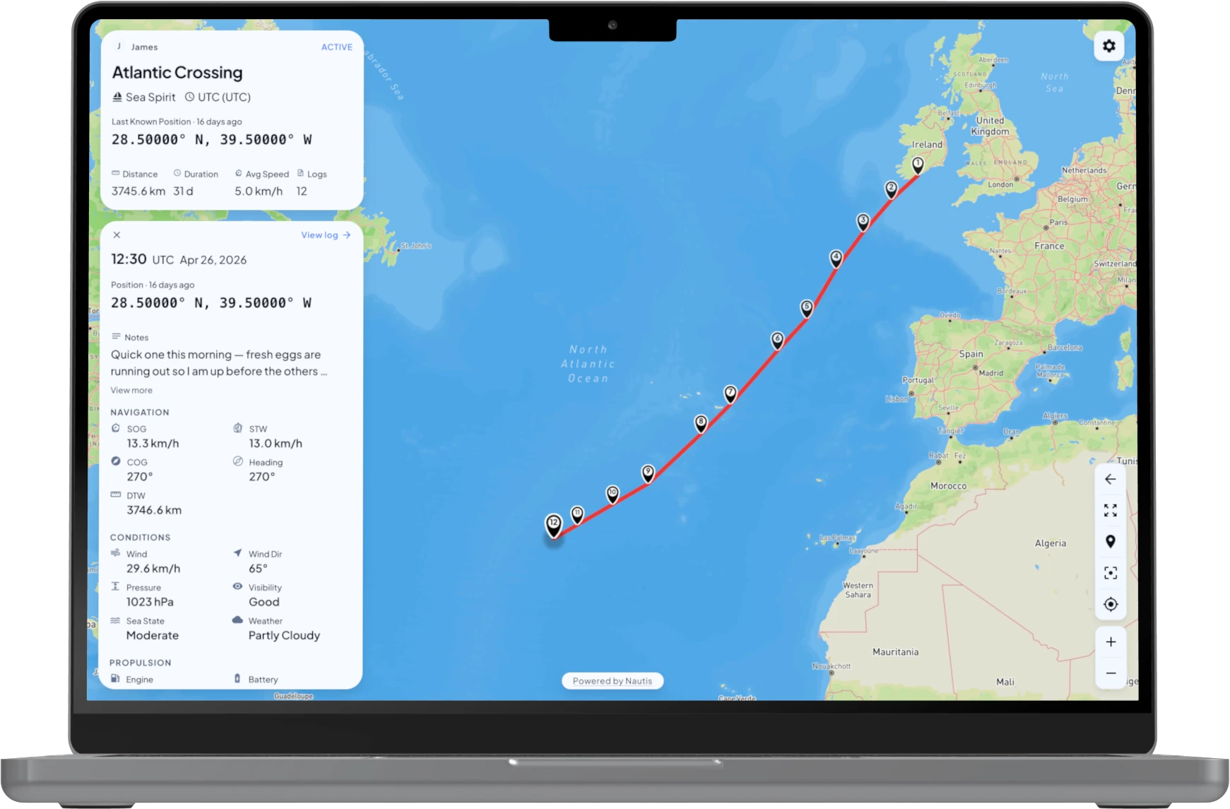 The live trip page, open in any browser