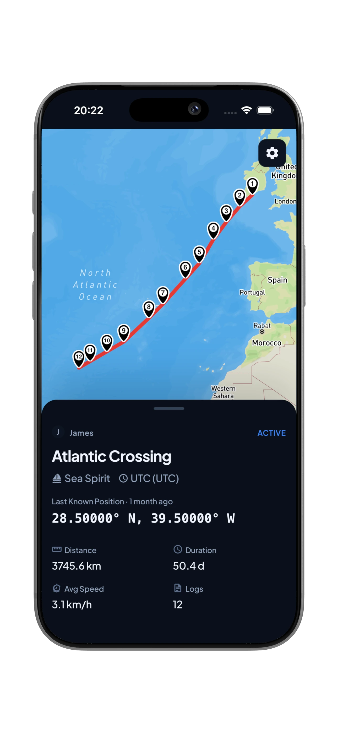 The same trip on a phone: the live map and trip details