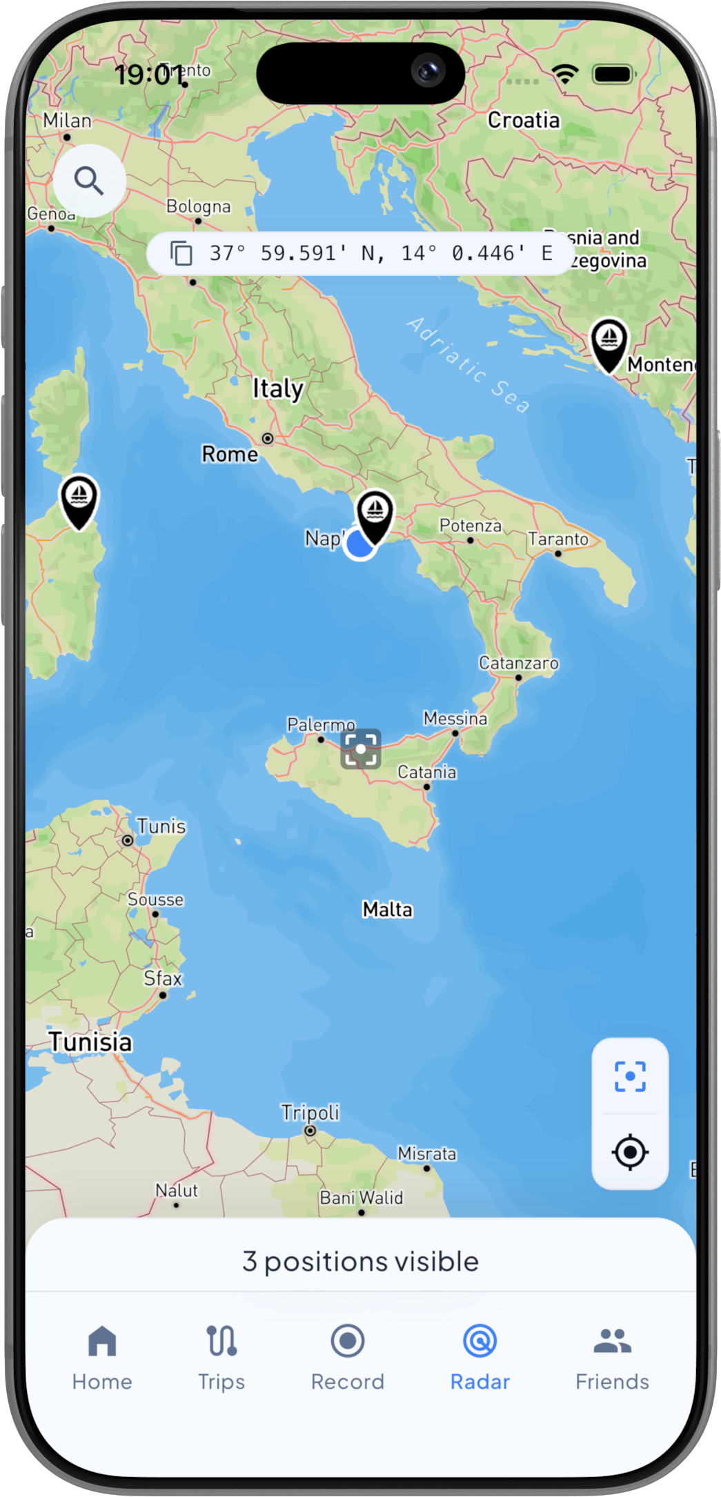 The Radar: every active trip on one map