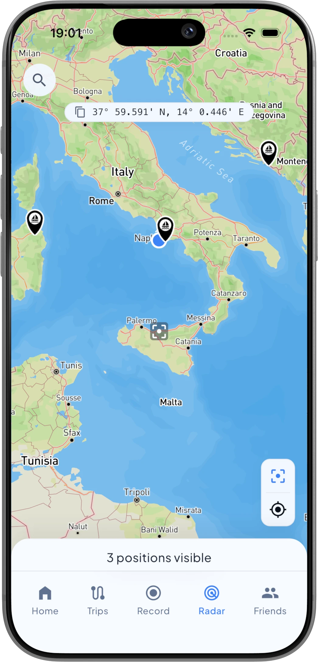 The Radar: every active trip on one map